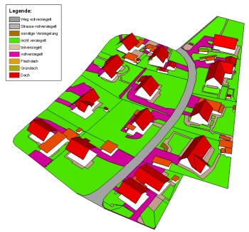 Versiegelungskataster mit 3D-Dachformen